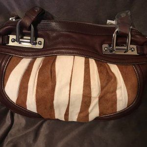 Exotic B. Makowsky Leather Zebra Shoulder Purse